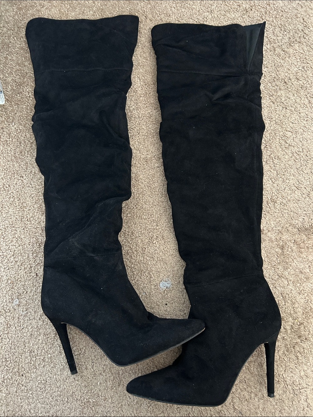 Jessica Simpson Black Suede Over-the-Knee Stiletto Boots